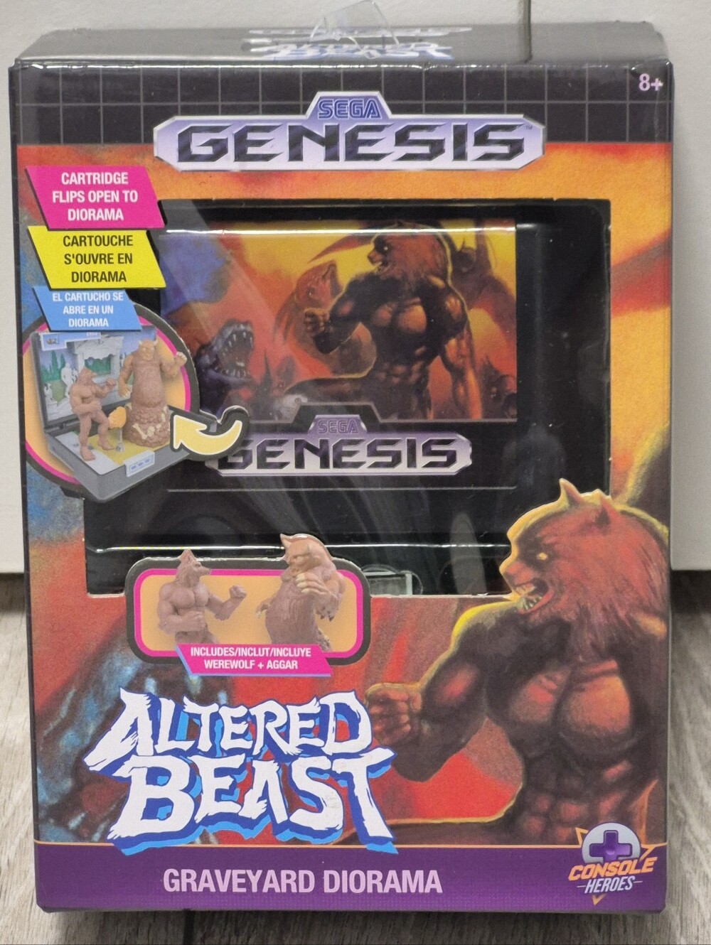 Console Heroes Sega Genesis Altered Beast Cartridge Graveyard Diorama Playset